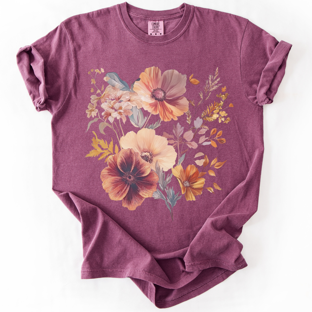 Sunset Floral - Comfort Colors Relaxed Fit Premium T Shirt