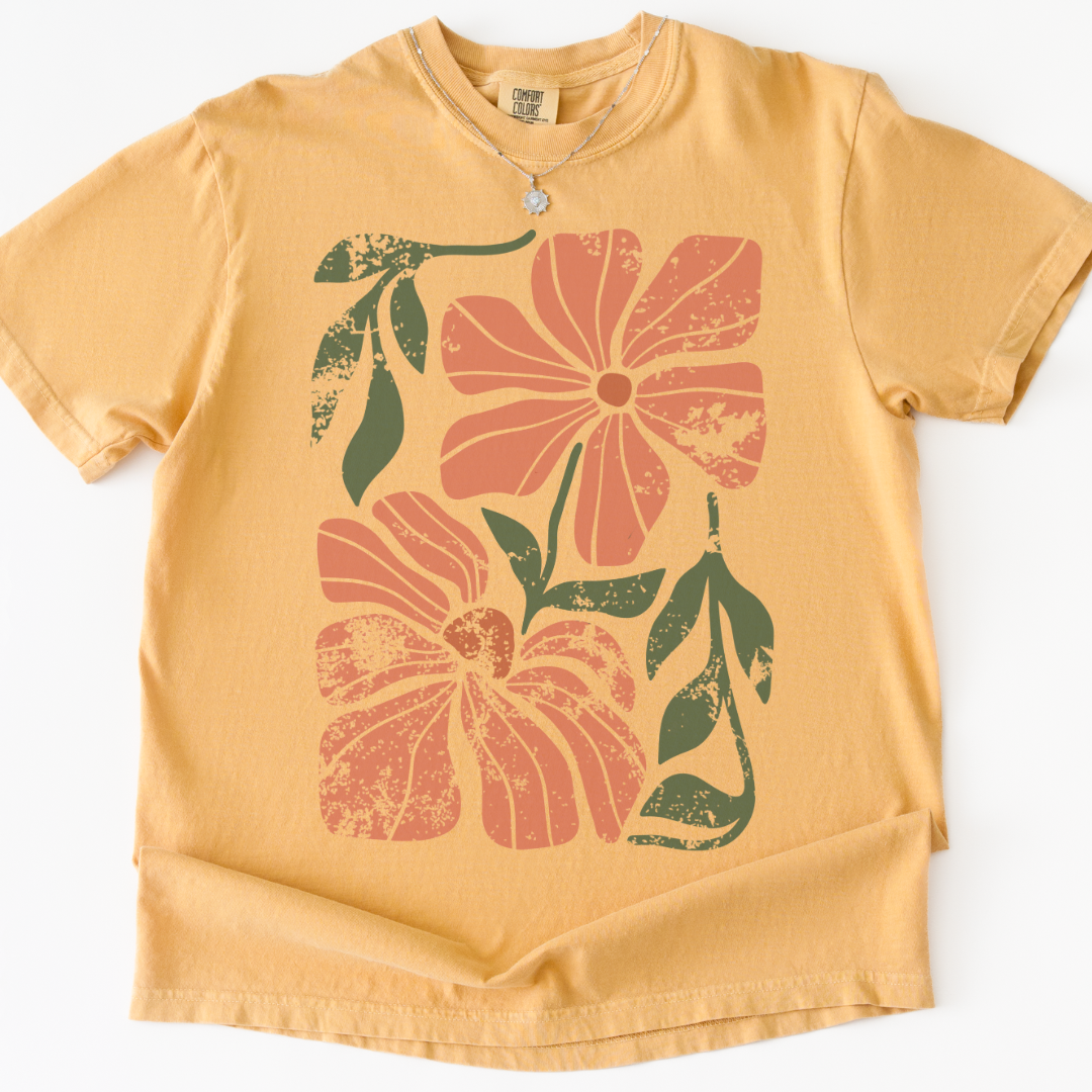 Orange Flower Boho - Comfort Colors Relaxed Fit Premium T Shirt