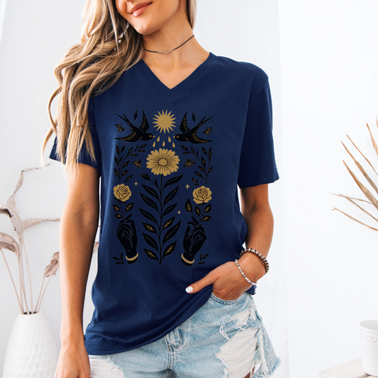 Sanctum Botanica - Bella Canvas Short Sleeve V Neck