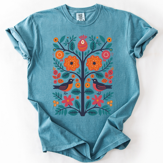 Folk Art Plant Print -  Comfort Colors Relaxed Fit Premium T Shirt