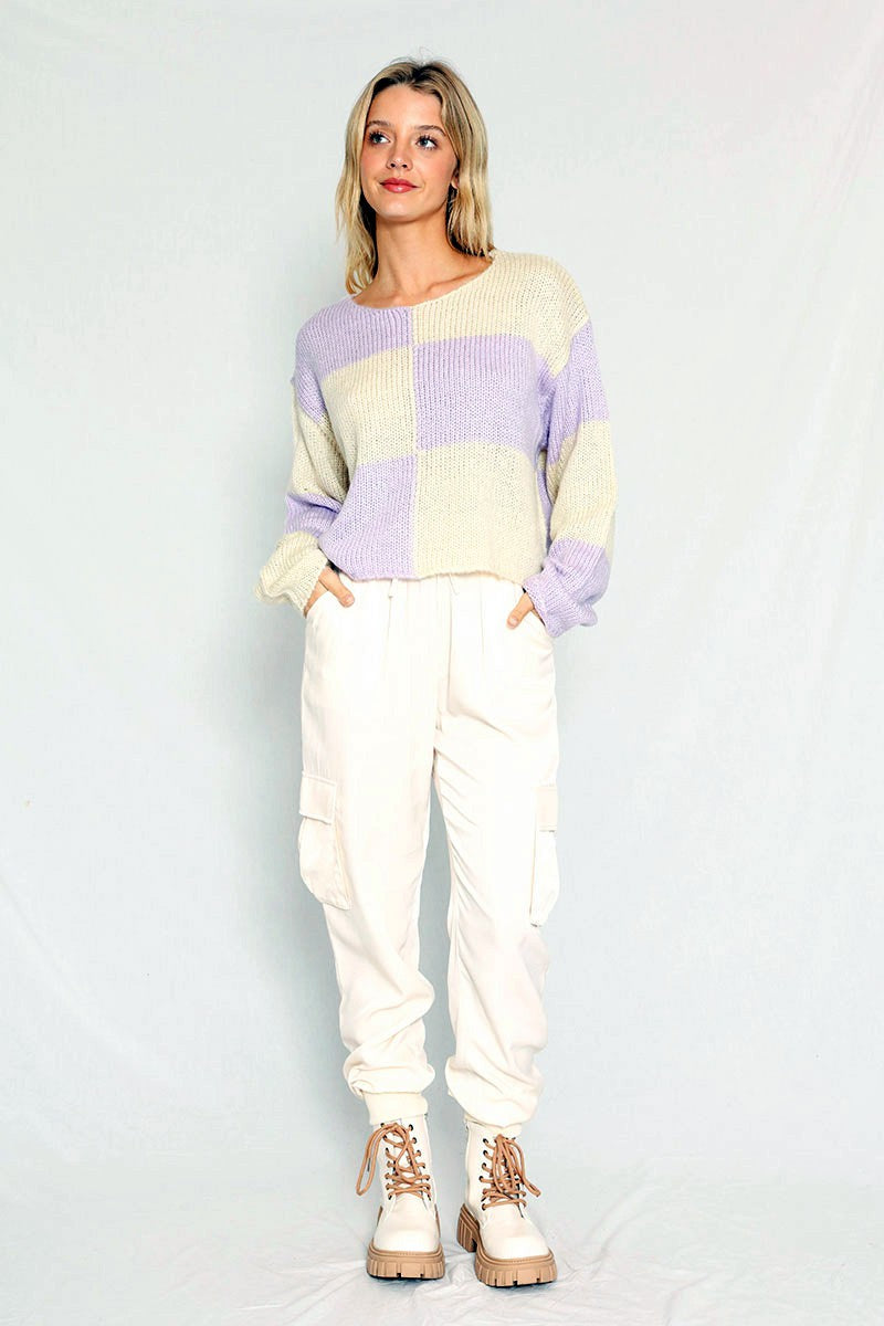 Checkered Cropped Sweater