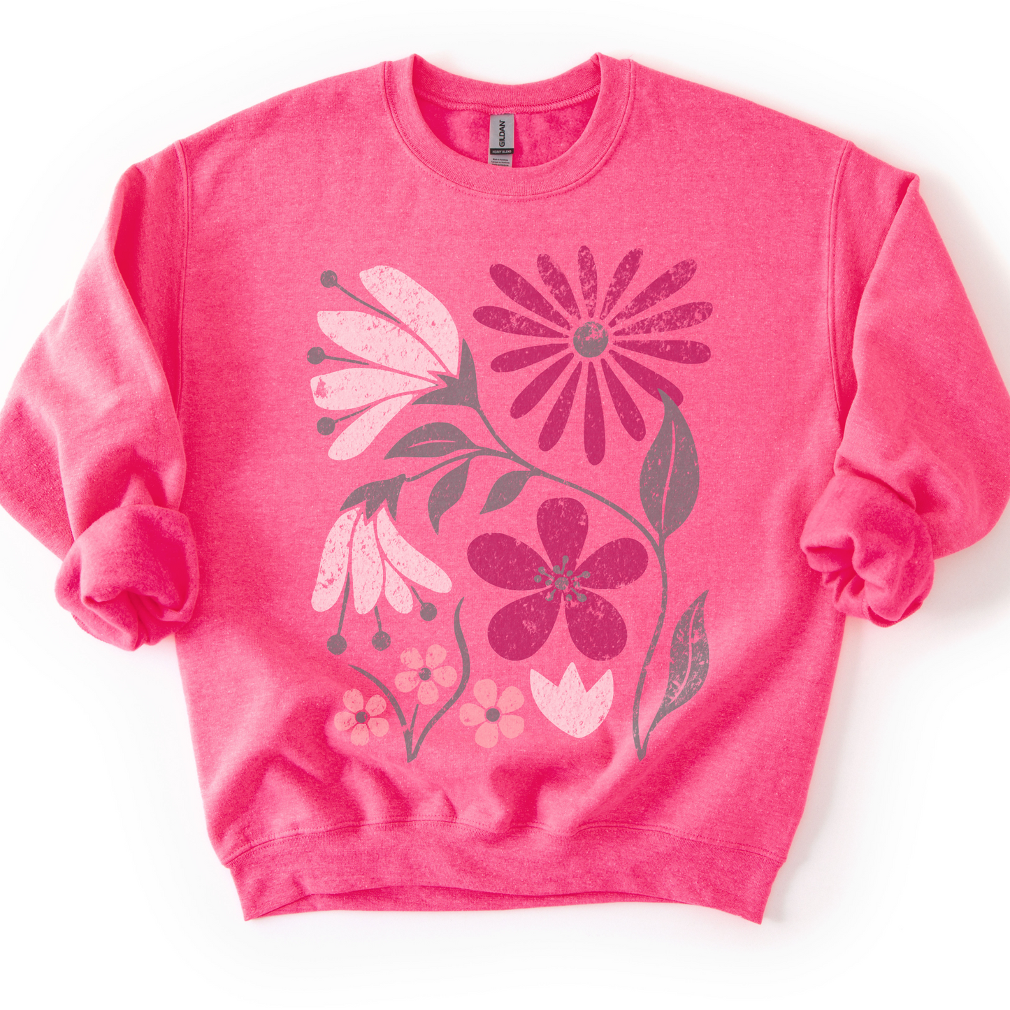 Vintage Distressed Field Of Bloom - Gildan Crewneck Sweatshirt