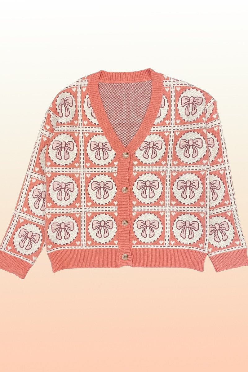 Bow Tiled Knit Cardigan