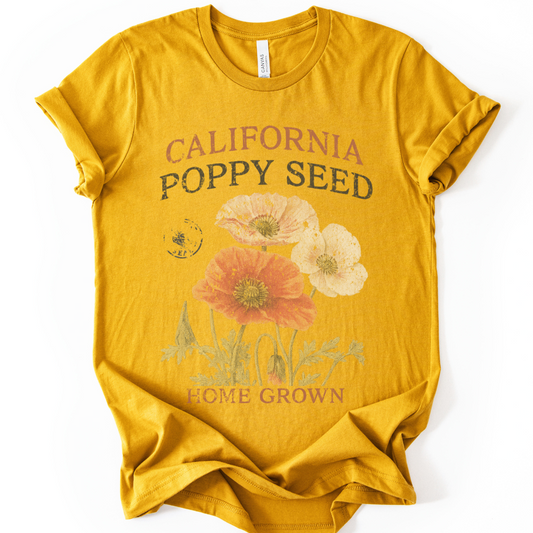 Poppy Seed, Faded Vintage Print - Bella Canvas Super Soft Fitted T Shirt