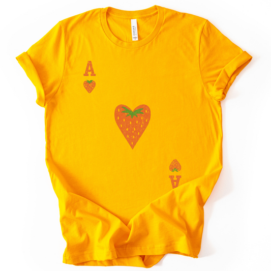The Ace Of Strawberries, Vintage Distressed Print - Bella Canvas Super Soft Fitted T Shirt
