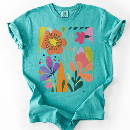 Modern Art Flower Print  - Comfort Colors Relaxed Fit Premium T Shirt