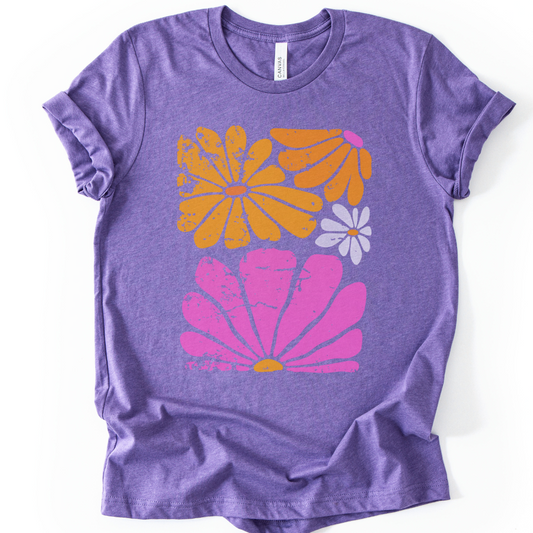 Sunbloom Boho Vintage Floral - Bella Canvas Super Soft Fitted T Shirt