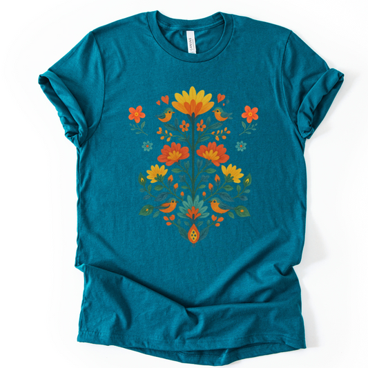 Folk Art Floral - Bella Canvas Super Soft Fitted T Shirt