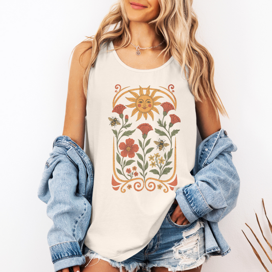 Golden Floral - Comfort Colors Premium Tank Top