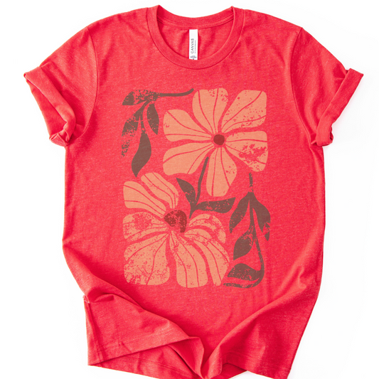 Summer Bloom Distressed Floral - Bella Canvas Super Soft Fitted T Shirt