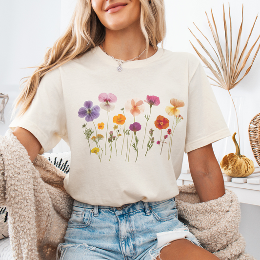 Pressed Flowers - Bella Canvas Super Soft Fitted T Shirt