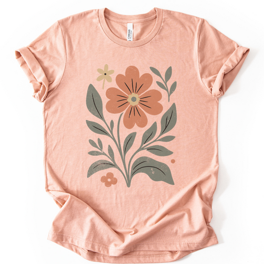 Vintage Distressed Orange Flower - Bella Canvas Super Soft Fitted T Shirt