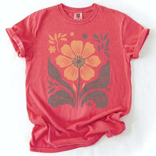 Retro Floral -  Comfort Colors Relaxed Fit Premium T Shirt
