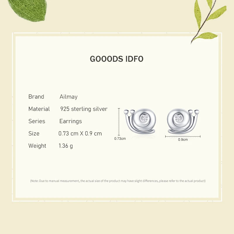 925 Sterling Silver Snail Stud Earrings