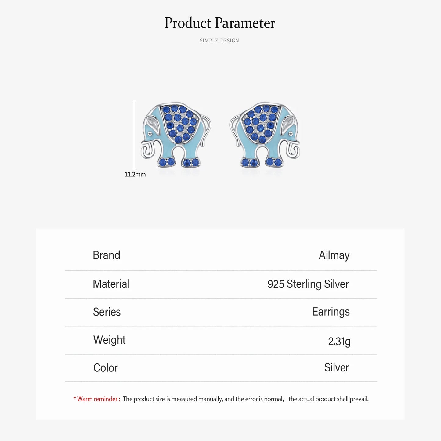 925 Sterling Silver Elegant Elephant Zirconia Earrings