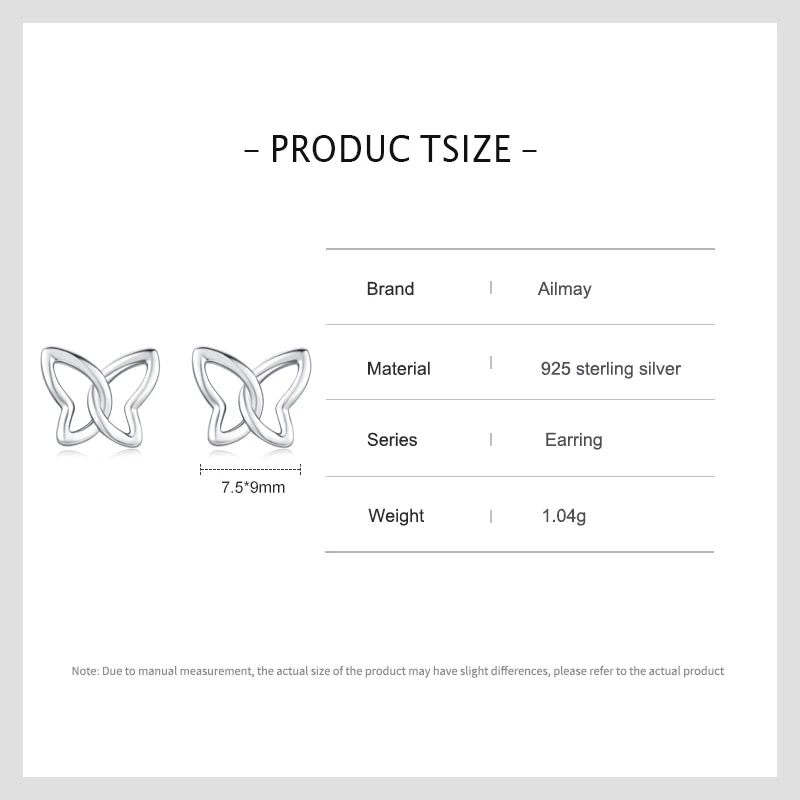 925 Sterling Silver Hollow Butterfly Stud Earrings