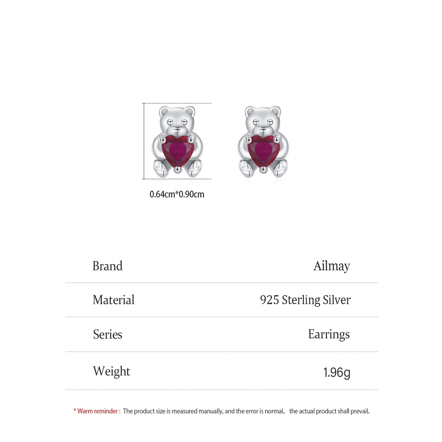 925 Sterling Silver Little Bear Earrings