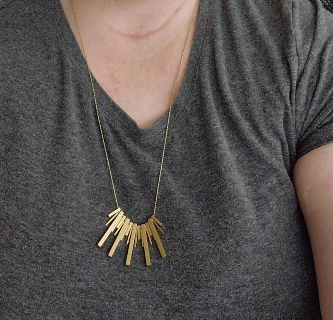 Beaded Brass Bar Bib Necklaces, Gifted To Britney Spears