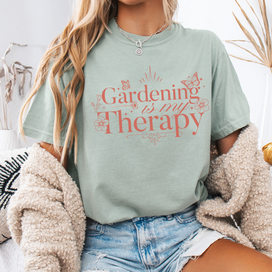 Gardening Is My Therapy - Comfort Colors Relaxed Fit Premium T Shirt