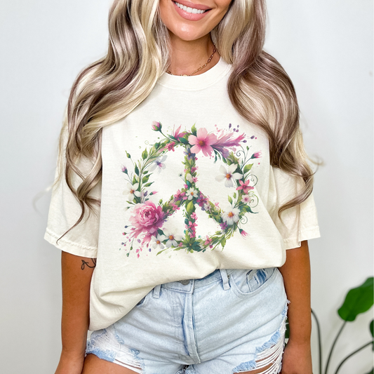 Flowers of Peace - Comfort Colors Relaxed Fit Premium T Shirt