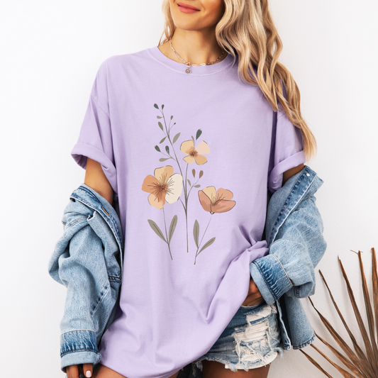 Boho Water Color Flowers   - Comfort Colors Relaxed Fit Premium T Shirt