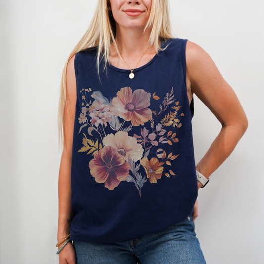Sunset Floral - Comfort Colors Premium Tank Top