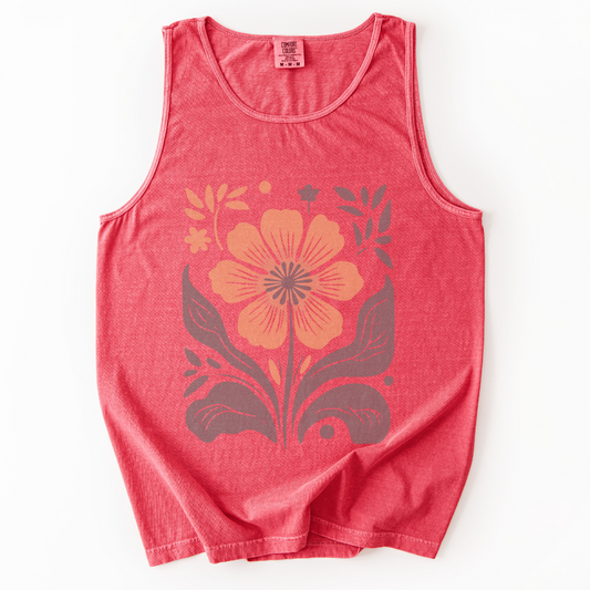 Retro Floral - Comfort Colors Premium Tank Top