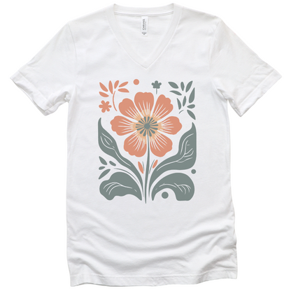 Retro Floral - Bella Canvas Short Sleeve V Neck