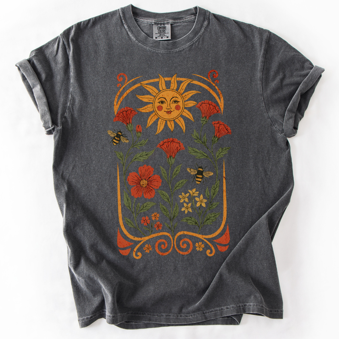 Golden Floral -  Comfort Colors Relaxed Fit Premium T Shirt
