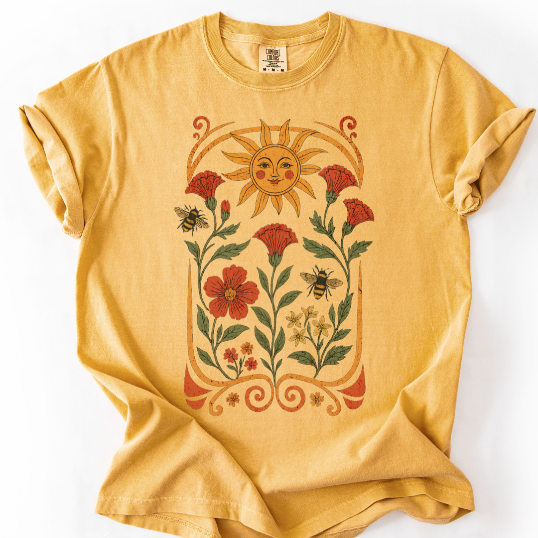 Golden Floral -  Comfort Colors Relaxed Fit Premium T Shirt
