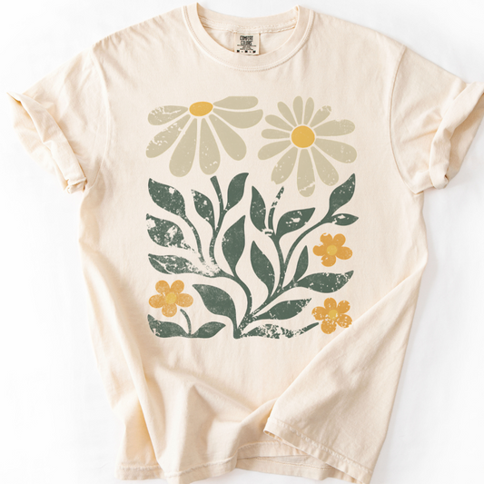 Vintage Distressed Floral -  Comfort Colors Relaxed Fit Premium T Shirt