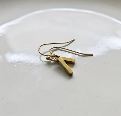 Brass Bar Edgy Dangle Earrings, Wardrobe Staple Jewelry