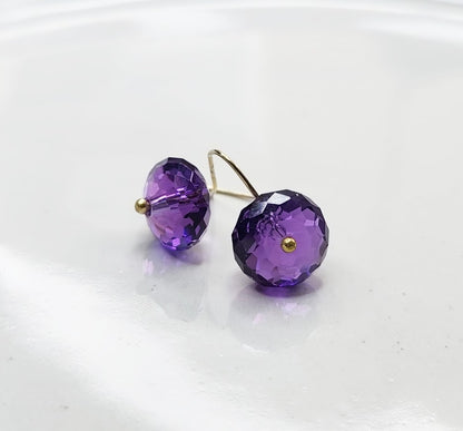 Amethyst Maximalist Huggie Dangle Earrings, Zodiac Stone
