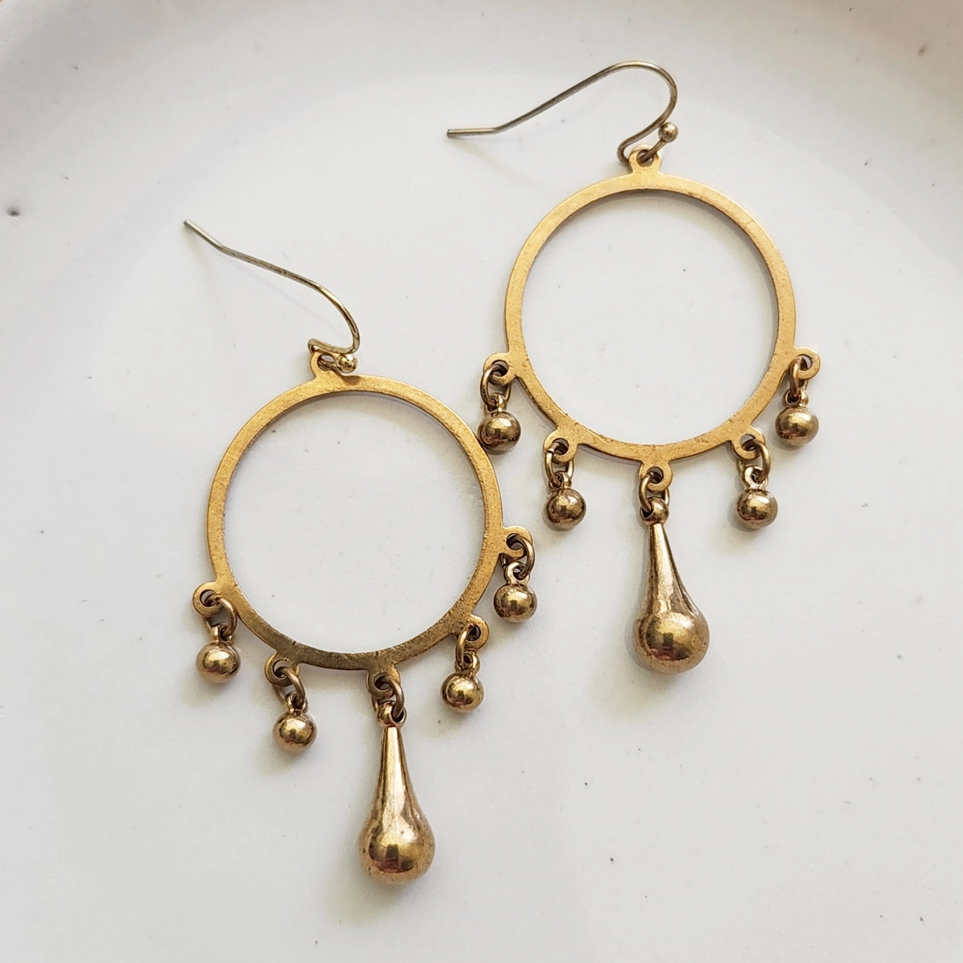 Gemstone and Brass Chandelier Bridal Statement Earrings