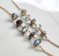 Natural Rainbow Labradorite Beaded Necklace