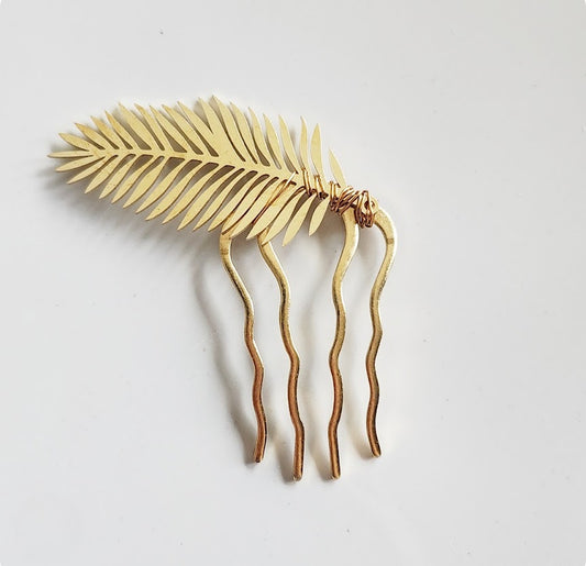 Boston Fern Leaf Decorative Hair Comb, Wedding Hair Style