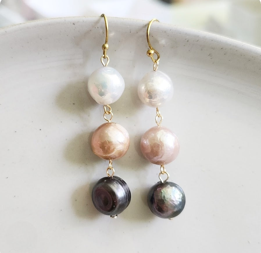 Ombre Kasumi & South Sea Pearl Dangle Earrings