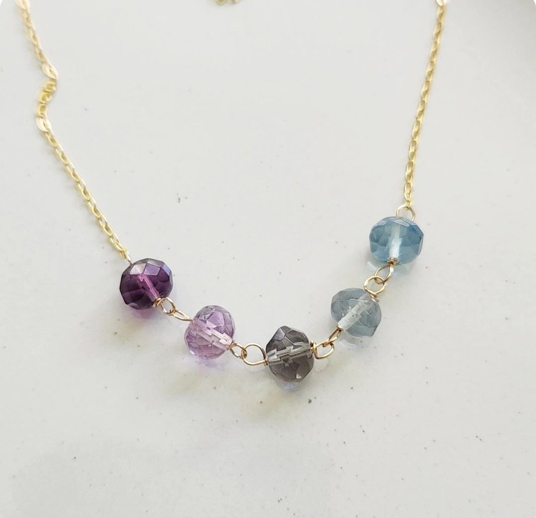Color Change Ombre Fluorite Beaded Chain Necklaces
