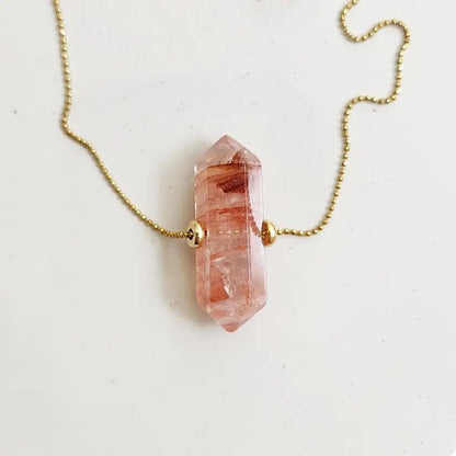 Beaded Herkimer Diamond and Lepidocrocite Brass Necklaces