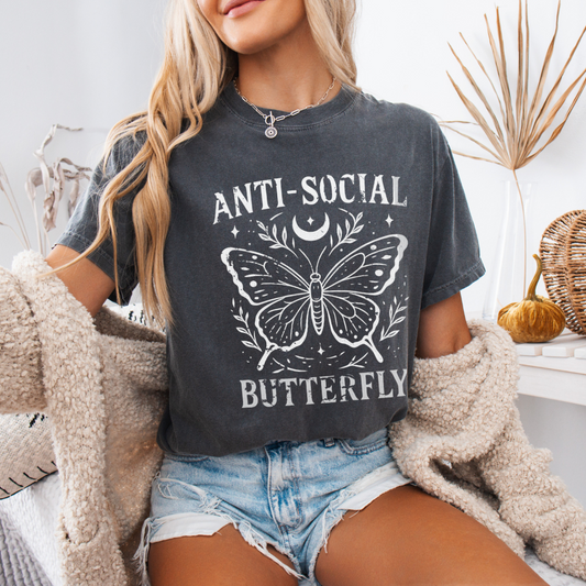 Anti-Social Butterfly -  Comfort Colors Relaxed Fit Premium T Shirt