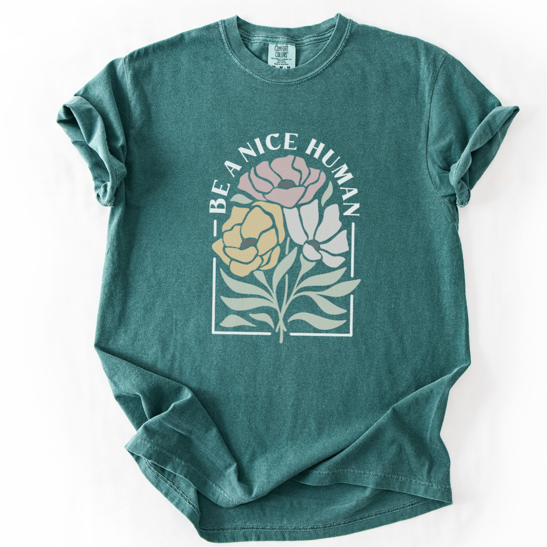 Be A Nice Human -  Comfort Colors Relaxed Fit Premium T Shirt