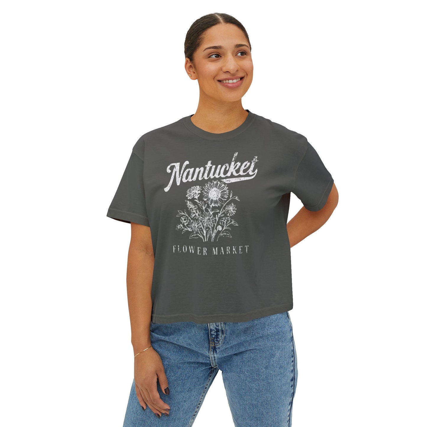 Nantucket Flower Market - Comfort Colors Boxy Cropped Tee
