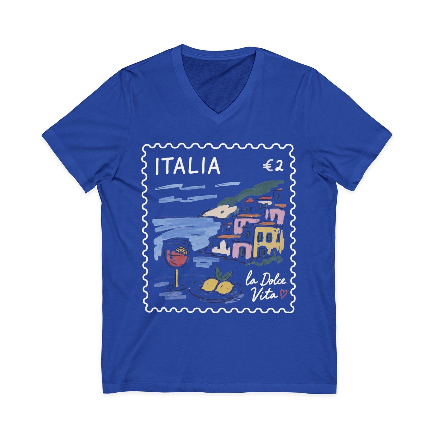 Postage From Positano - Short Sleeve V Neck