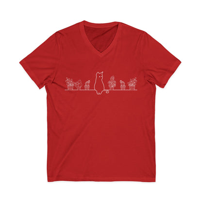 Cat On A Shelf - Short Sleeve V Neck