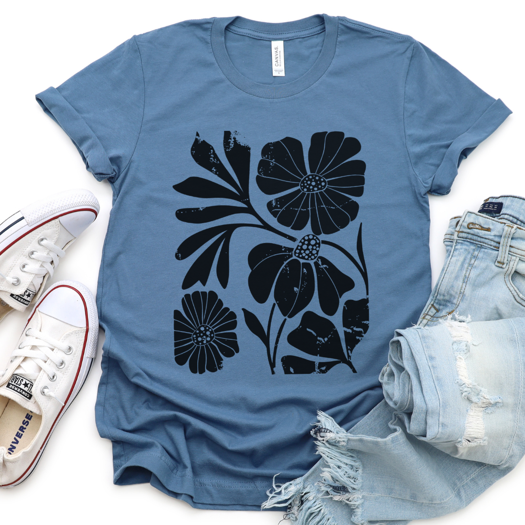 Artistic Boho Floral Print - Bella Canvas Super Soft Fitted T Shirt