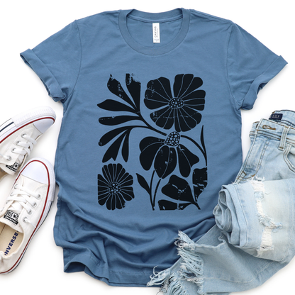 Artistic Boho Floral Print - Bella Canvas Super Soft Fitted T Shirt