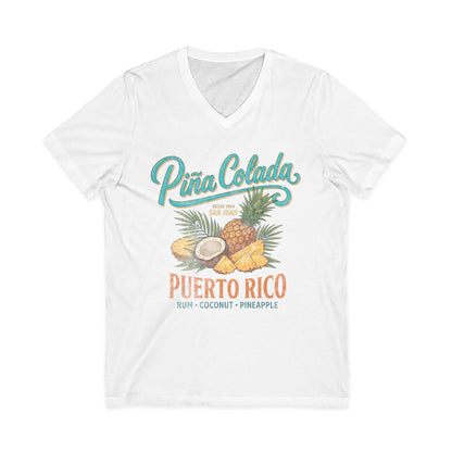 Pina Colada Vintage Print Tee - Short Sleeve V Neck