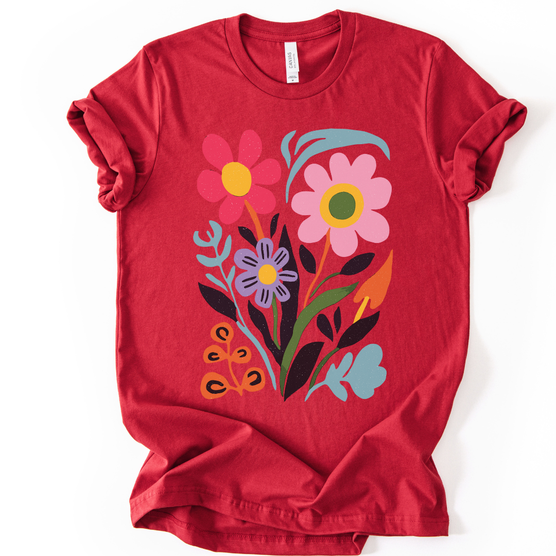 Vivid Floral - Bella Canvas Super Soft Fitted T Shirt
