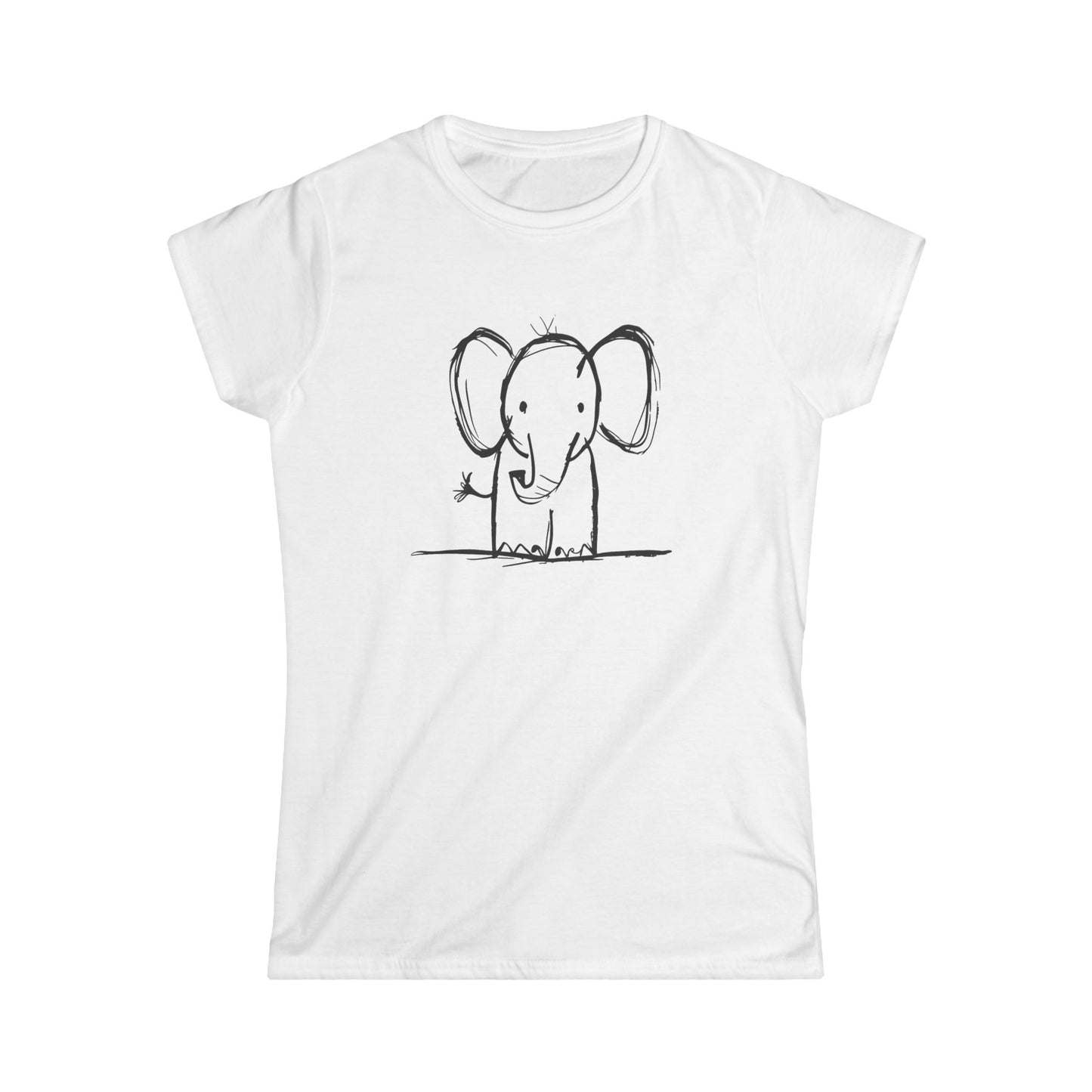 Elephant Sketch - Women's Softstyle Tee