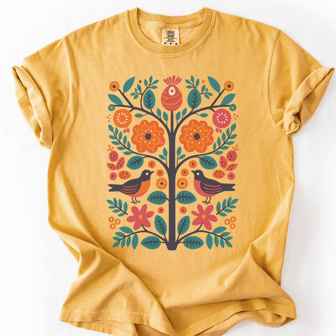 Folk Art Plant Print -  Comfort Colors Relaxed Fit Premium T Shirt